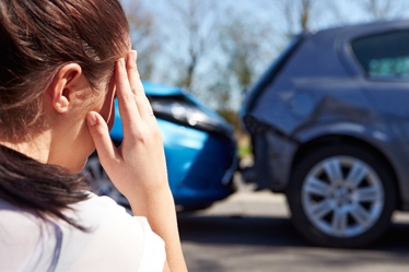 Woman after a car accident